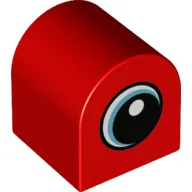 Duplo Brick 2 x 2 x 2 Curved Top with Large Eye with White Pupil, and Azure Iris Print