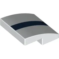 Brick Curved 2 x 2 x 2/3 with dark Blue Lines/Stripe print