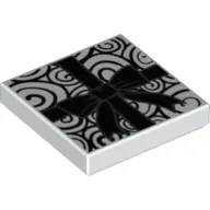 Tile 2 x 2 with Black Swirls and Ribbon Print