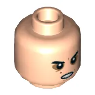 Minifig Head Kylo Ren, Eyebrows, Sunken Eyes, Red Beauty Mark / Mole, Right Eye Scar and Open Mouth / Determined Print [Hollow Stud]