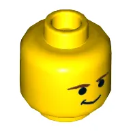 Minifig Head Han Solo, Reddish Brown Eyebrows, Smirk Print [Hollow Stud]