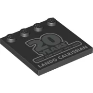Plate Special 4 x 4 with Studs on One Edge and'20 Years LEGO Star Wars 1999-2019 Lando Calrissian' print
