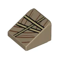 Brick Sloped 30° 1 x 1 x 2/3 (Cheese Slope) with Cloth, Tan Rope/Straps print