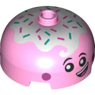 Brick Round 3 x 3 Dome with Center Stud with Ice Cream, Sprinkles, Happy Face Open Mouth print