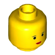 Minifig Head Leia / Padawan, Small Black Eyes, Eyelashes, Small Red Lips Print [Hollow Stud]