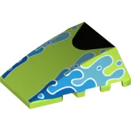 Brick Wedged, Curved 4 x 4 No Top Studs with Water Splashes, Black triangle print
