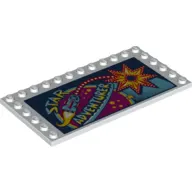 Plate Special 6 x 12 with Studs on 3 Edges and Carnival "Star Adventures" print