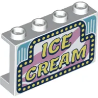 Panel 1 x 4 x 2 with Side Supports - Hollow Studs with 'Ice Cream' print