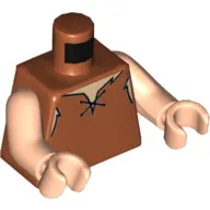 Torso Buckskin Shirt with Laces Print (Barney Rubble), Light Nougat Arms and Hands
