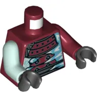 Torso, Odd Arms, Armor, White and Blue Icicles Print, Left Dark Red Arm, Right Light Aqua Arm, Black Hands