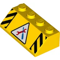 Brick Sloped 45° 2 x 4 with Warning Pattern, White Triangle, Red Wrench, Black Screwdriver