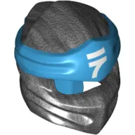 Wrap with Long Back Knot, Dark Azure Band Pattern with Asian Symbol Print