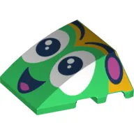 Brick Wedged, Curved 4 x 3 No Studs, with Face, Black Eyes, Open Smile Mouth print