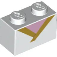 Brick 1 x 2 with 2 Pearl Gold Lines (V-Neck Shirt), Medium Lavender Triangle print