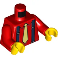 Torso Shirt with Dark Blue Suspenders, Tan Tie Print, Red Arms, Yellow Hands