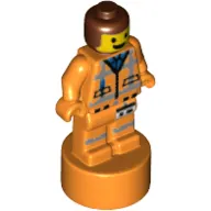 Minifig Trophy Statuette, Emmet in Orange Uniform/Vest, Brown Hair print