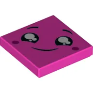 Tile 2 x 2 with Black Eyes, Smile, Dark Purple Cheeks/Dots Print