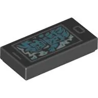 Tile 1 x 2 with Smart Phone and Medium Azure Ghost Print
