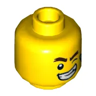 Minifig Head Douglas Elton (El Fuego), Winking Left Eye and Big Smile / Scared Print