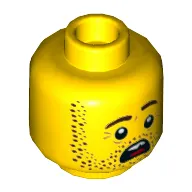 Minifig Head Jonas Jr, Stubble Beard, Open Mouth Scared, Teeth