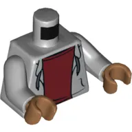 Torso Hoodie over Dark Red Undershirt, Laces, Pockets Print, Light Bluish Gray Arms, Medium Nougat Hands