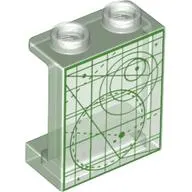 Panel 1 x 2 x 2 [Side Supports / Hollow Studs] with Screen with Green Space Coordinates Print