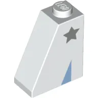 Brick Sloped 65° 2 x 1 x 2 with Light Bluish Grey Star, Medium Blue Triangle print