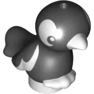 Animal, Bird, Feet Joined, Black Body, White Eyes, White Beak, White Feet