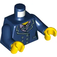 Torso Jacket, Buttons, Lavender Shirt, Pearl Necklace Print, Dark Blue Arms, Yellow Hands