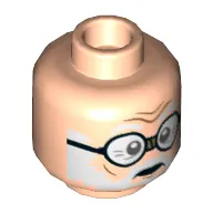 Minifig Head Ernie Prang, Glasses, White Eyebrows and Beard Print