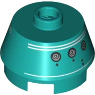 Brick Round 2 x 2 Truncated Cone with White Stripe, Droid Print (K3-R1)
