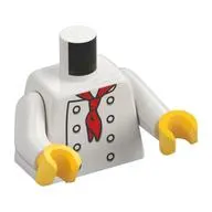 Torso Chef with 8 Buttons and Long Red Neckerchief / Neckerchief on Back Print, White Arms, Yellow Hands