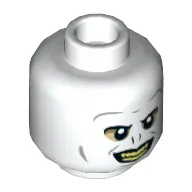 Minifig Head Voldemort, Tan Around Eyes, Yellow Teeth, Evil Grin Print