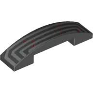 Brick Curved 4 x 1 Double with No Studs and 3 Silver Lines, Red Cracks