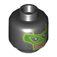 Minifig Head Green Lantern, Green Face Mask, with Nougat Mouth Hole Print