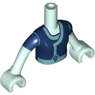 Minidoll Torso Girl with Dark Blue Vest, Medium Blue Trim, Diamond