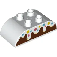 Duplo Brick 2 x 4 Curved Top with Cake with Frosting and Sprinkles Print