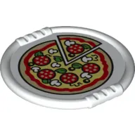 Duplo Disk with Pizza with Mushrooms and 1 Cut Slice Print