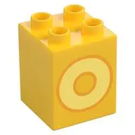 Duplo Brick 2 x 2 x 2 with Bight Light Yellow 'O' Print