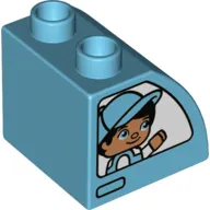 Duplo Brick 2 x 2 x 1 1/2 with Curved Top, Boy with Cap Print