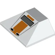 Brick Sloped 45° 3 x 4 Double / 33° with Orange/Light Bluish Grey/Black print