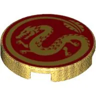 Tile Round 2 x 2 with Golden Dragon on Red Background print