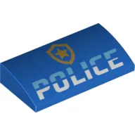 Brick Curved 2 x 4 x 2/3 No Studs, with Bottom Tubes and Gold Police Badge, 'POLICE' print