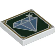 Tile 2 x 2 with Diamond on Dark Green Background, Gold Frame print