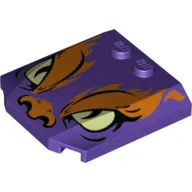 Brick Wedged, Curved Triple 4 x 4 x 2/3 with 2 Studs and Eyes, Orange Nose and Eyebrows Print