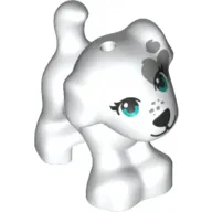 Animal, Dog, Small Standing with Blue Eyes, Black Nose, Light Bluish Grey Spots, Freckles