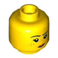 Minifig Head Parker L. Jackson, Freckles, Coral Lips, Smirk / Angry Print