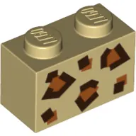 Brick 1 x 2 with Angular Animal Spots Print