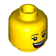 Minifig Head J.B. Watt, Pink Lips, Big Smile / Scared Print
