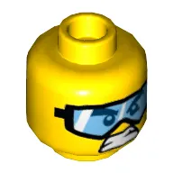 Minifig Head Monkie Kid, Goggles and Angry Mouth / Dirt Stains and Open Mouth Smile Print